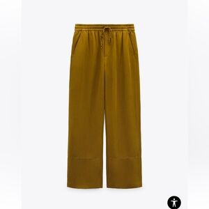Khaki Linen flowy Pants